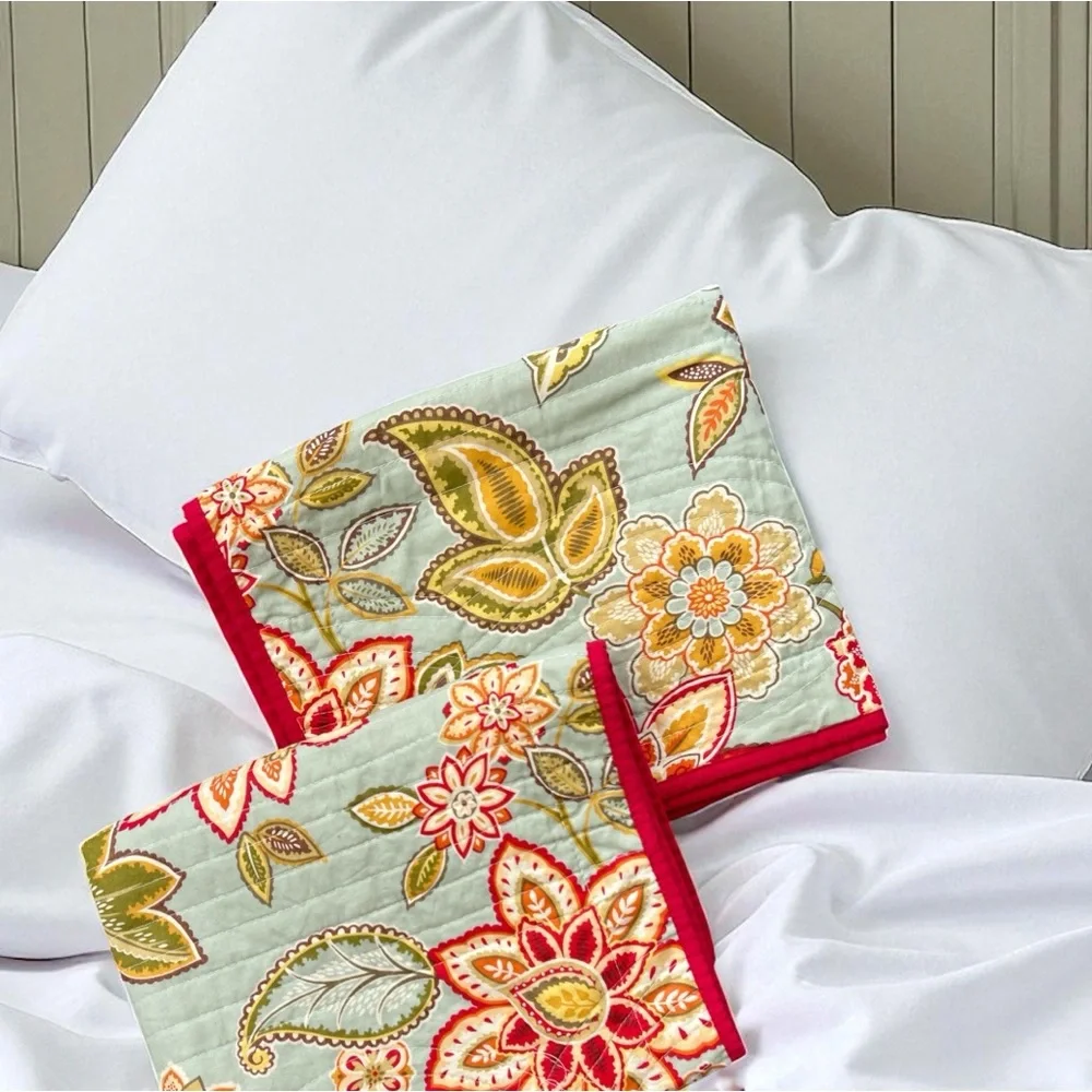 Waverly Charismatic Quilted Floral Paisley XL King Size Pillow Shams Set Of 2